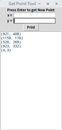 Gadget development for mouse coordinates